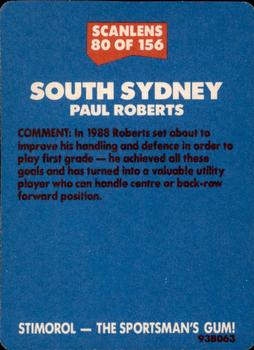 1989 Scanlens #80 Paul Roberts Back